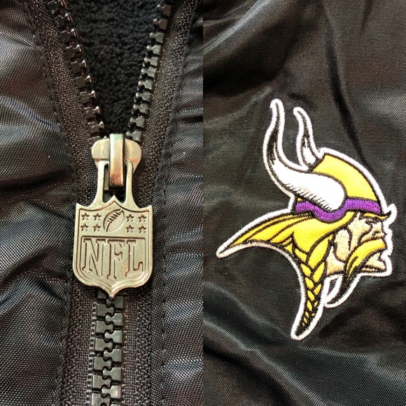 NFL MINNESOTA VIKINGS HOODIE BOMBER JACKET SIZE S - Picture 6 of 8